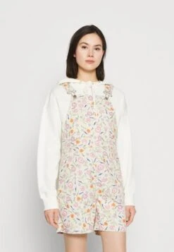 Vans FLORAL SHORT-ALL - Latzhose - Medium Grey -Vans 12bd1fc5821b489cb21c27d72b9b8399