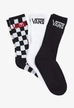 Vans CLASSIC CREW 3 PACK - Socken - Black Checkerboard