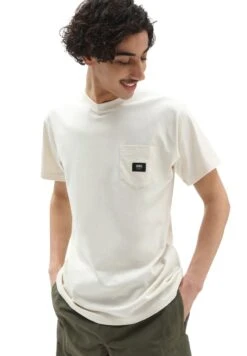 Vans WOVEN PATCH POCKET M - T-Shirt Basic - Antique White