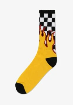 Vans MN FLAME CHECK CREW (9.5-13, 1PK) - Socken - Black-white Check-flame