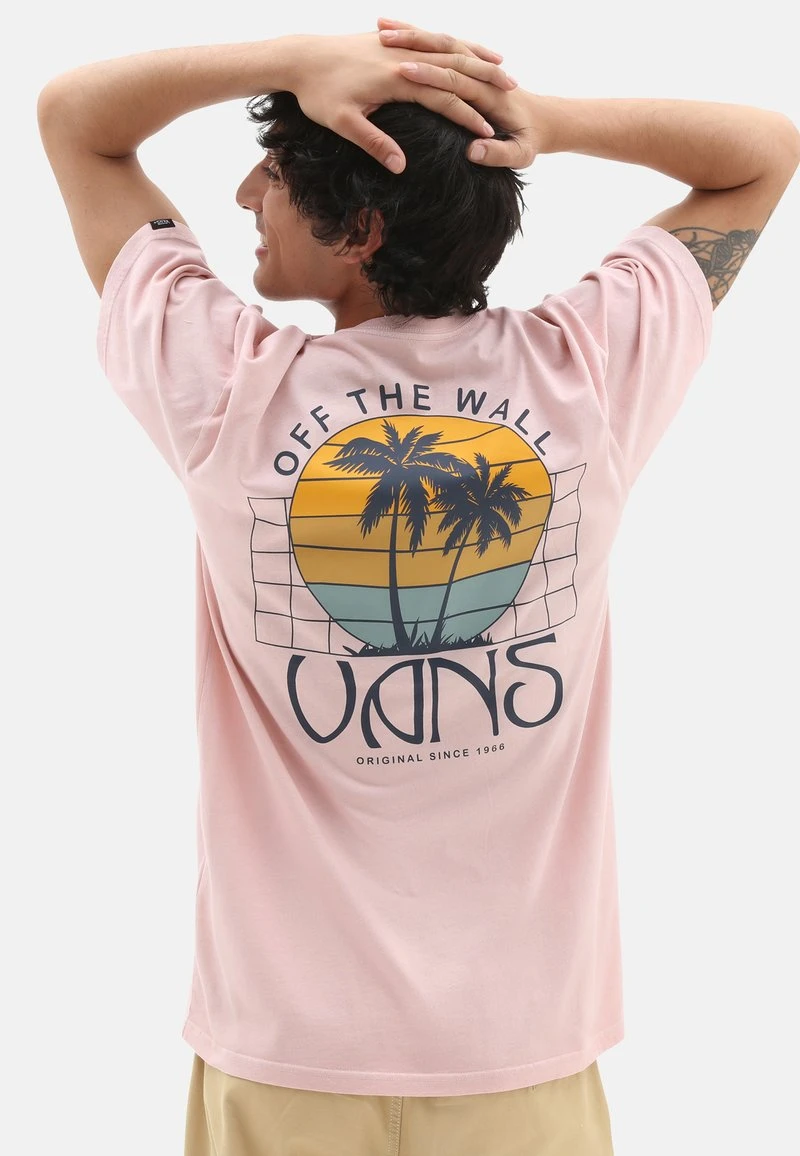 Vans SUNSET DUAL PALM VINTAGE SS TEE - T-Shirt Print - Medium Pink 1 Vans SUNSET DUAL PALM VINTAGE SS TEE - T-Shirt Print - Medium Pink